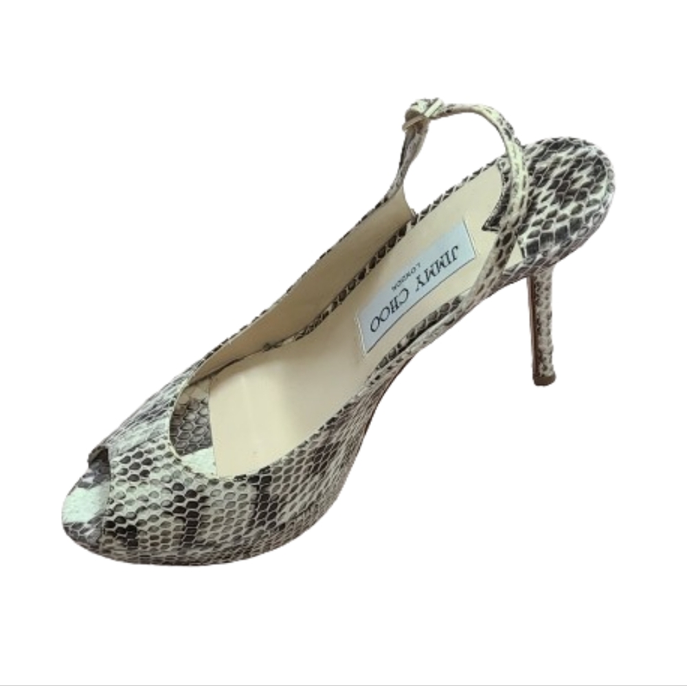 Jimmy Choo Two Tone Elaphe Leather Nova Peep Toe Platform Slingback Sandals EU36
